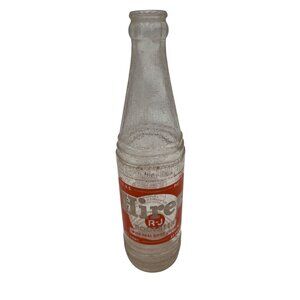 Vintage Hires Root Beer Glass Bottle With Red Label 12 Oz 1950s Collectible Soda